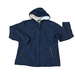 Blue Hooded Windbreaker Rain Jacket Mesh Lined Size M Northrop Grumman Logo